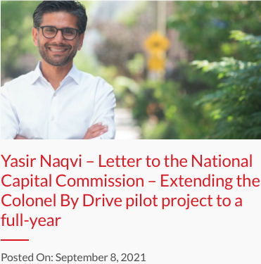 Colonel By Drive Proposal from Ottawa Centre MP Yasir Naqvi