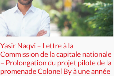Proposition de la promenade Colonel By du député d’Ottawa-Centre Yasir Naqvi