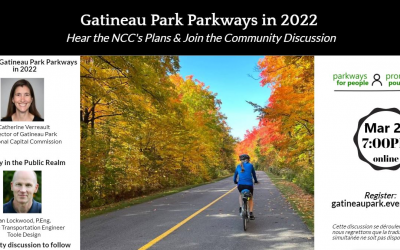 Promenades du parc de la Gatineau en 2022 : 28 mars, 19 h. Découvrez le plan de la CCN et participez à la discussion communautaire